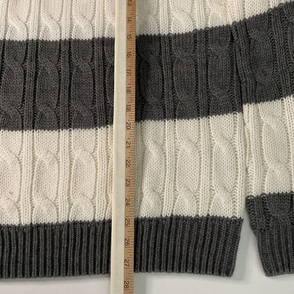Piombo Large Sweater Stripe Cableknit Gray Ivory Acrylic Wool Blend Men’s L NWT - Picture 6 of 7